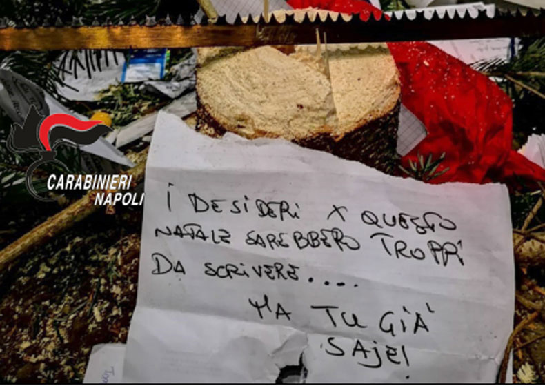 Albero di Natale rubato dalla galleria Umberto a Napoli e ritrovato dai carabinieri