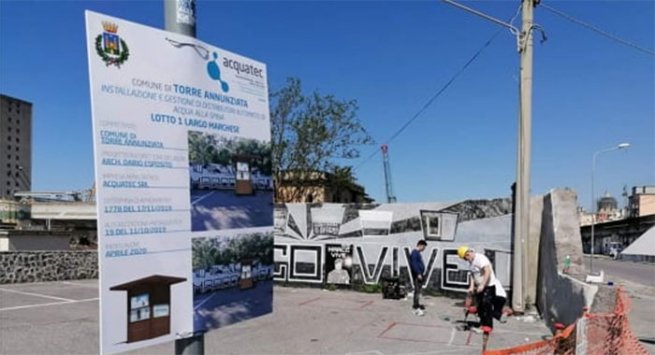 Torre  Annunziata - Iniziati i lavori per la Casa dell'acqua Acquatec in Largo Marchese