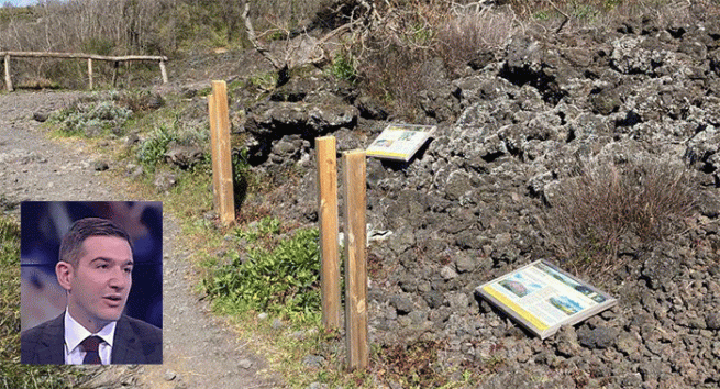 Parco Nazionale Vesuvio, teppisti in azione: danneggiato sentiero e divelto cartelli