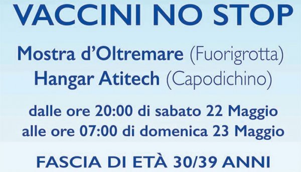Napoli - Open Night, una notte no stop per vaccinarsi