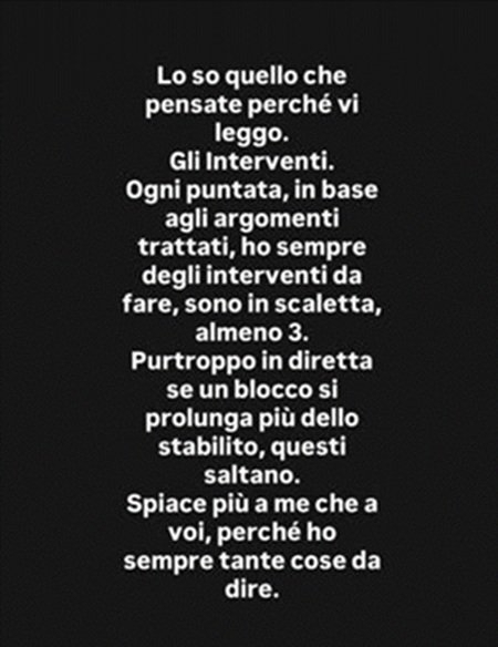 Grande Fratello, Cristina Plevani: "Avevo tre interventi in scaletta, poi sono saltati". Ma rimuove il post
